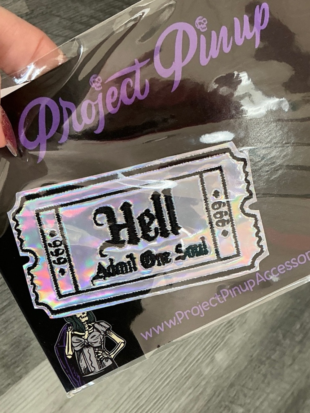 Project Pinup Holographic 'Hell About One-Soul' Ticket Patch - Purple Accents